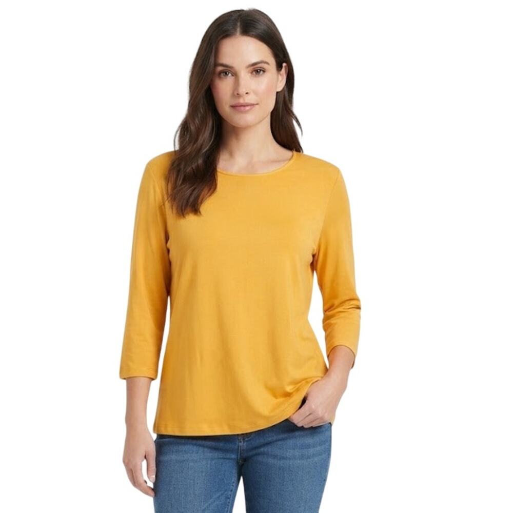JM COLLECTION Mustard Yellow Boat Neck Top XL